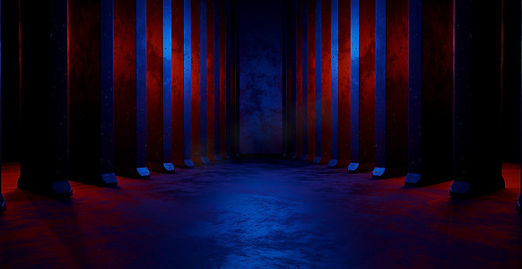 大型舞台摄影照片_科幻小说未来金属地下室地下大厅黑色说明性横幅背景壁纸与空间产品 3D 插图