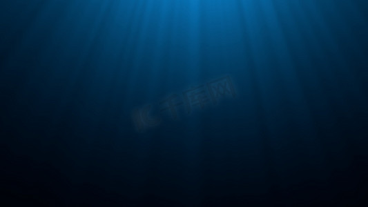 深蓝色蓝色摄影照片_深蓝色海底，阳光透过表面波纹波背景。