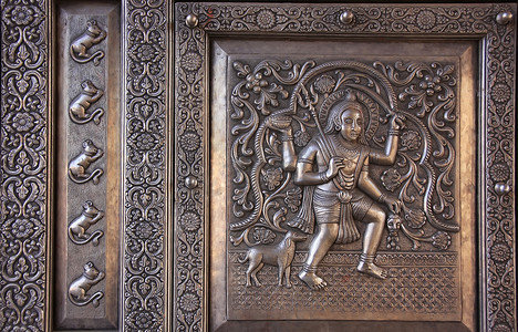 银门细节，卡尔尼马塔寺，德什诺克，印度