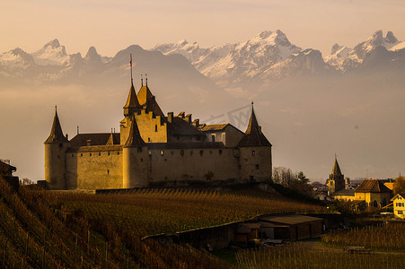 沃州摄影照片_瑞士沃州艾格勒城堡