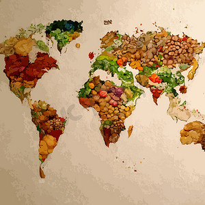 插画世界粮食日概念
