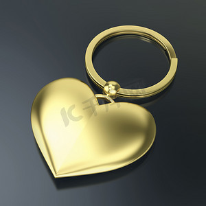 闪亮的金色心形钥匙圈