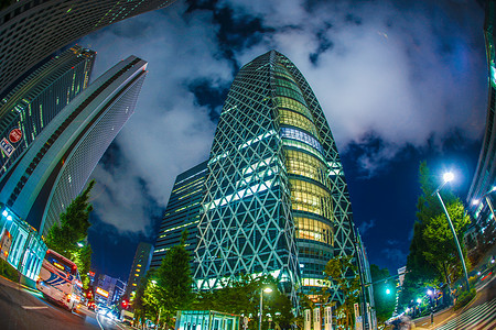 东京新宿高层建筑群夜景