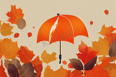 销售设计、网页橙色色调的伞元素