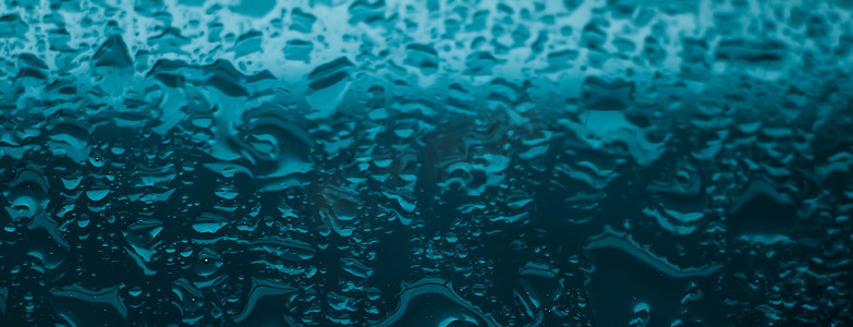 水纹理抽象背景、绿松石玻璃上的水滴作为科学宏观元素、阴雨天气和自然表面艺术背景环境品牌设计