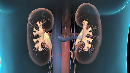 空腔摄影照片_人体肾脏 3D，肾单位净化