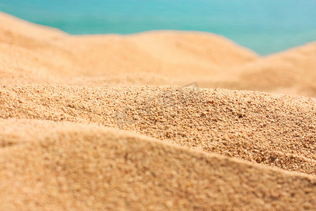 夏季海滩沙 — 旅行、海景、假期和暑假概念