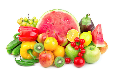 西瓜和各种水果和蔬菜