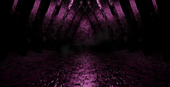 紫色背景3摄影照片_创新聚光灯亮紫色横幅背景外星人概念 3D 插图