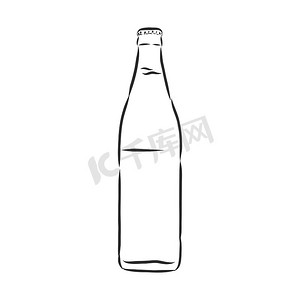矢量图绘制摄影照片_瓶子，在白色背景上孤立的素描风格矢量图。