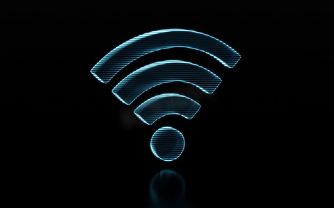 无线网络技术与 wifi 标志，3D 渲染。