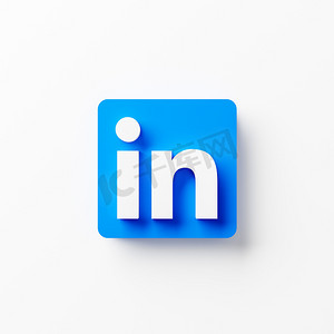 泰国春武里 - 2021年6月3日：白色背景上的 LinkedIn 徽标图标特写。