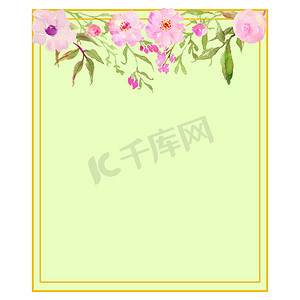 花叶、水彩，可用作婚礼、生日和其他节日和夏季背景的贺卡、邀请卡。