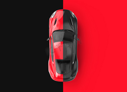 通用背景摄影照片_黑色和红色背景中的红色和黑色通用无品牌汽车