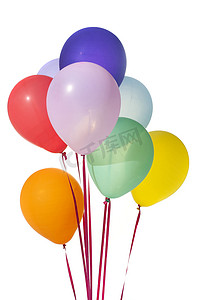 漂浮的一堆彩色派对气球