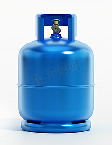孤立在白色背景上的蓝色气瓶。 