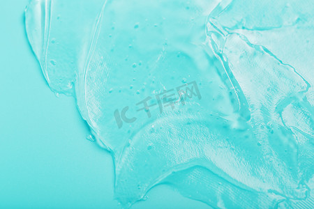 透明质酸凝胶，在青色背景上涂上一层光滑的质地。