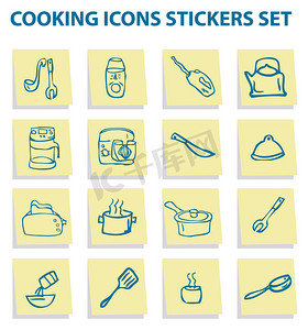 烹饪图标贴纸集，厨房元素 3