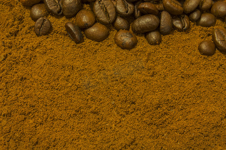咖啡豆和咖啡粉的背景