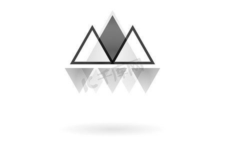 抽象几何图案，单色重叠三角山标志