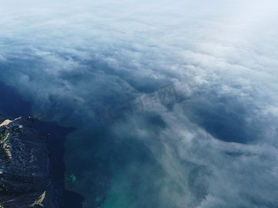 海洋模糊摄影照片_抽象空中自然夏季海洋日落海和天空背景。