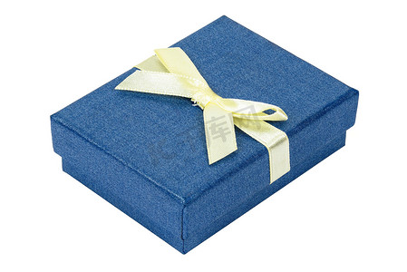 有黄丝带的蓝色装饰礼物盒