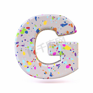 彩色水磨石图案字体 Letter G 3D
