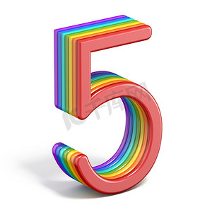 彩虹字体数字 5 五 3D