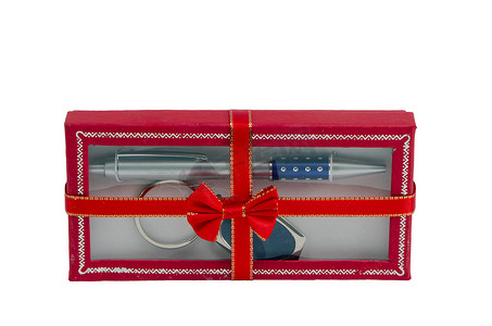 礼品盒中包装的隔离笔和钥匙圈