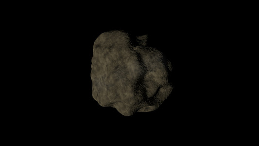 黑色背景上孤立的暗岩小行星