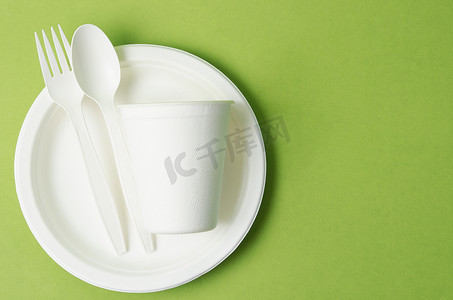 环保可生物降解纸一次性包装食品和纸玻璃。