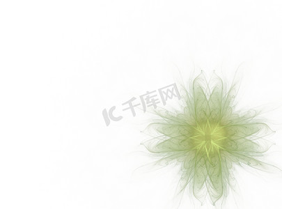 具有绿色花卉抽象分形的 3D 渲染
