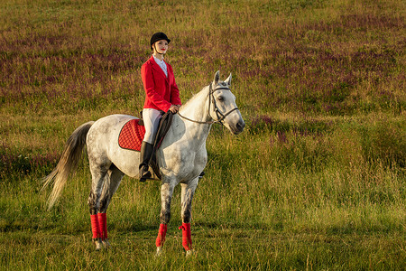 骑着红马的女骑士。