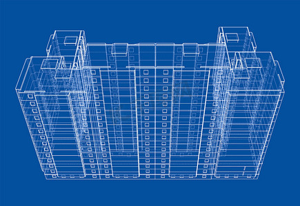 多层建筑的线框模型