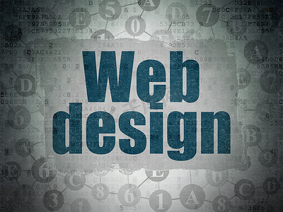 数据网页蓝色摄影照片_网页设计理念：数字数据纸背景上的网页设计
