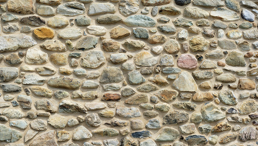 石头和混凝土墙，彩色岩石原石纹理背景