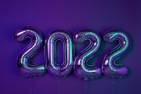 气球新年快乐装饰设计元素紫色背景