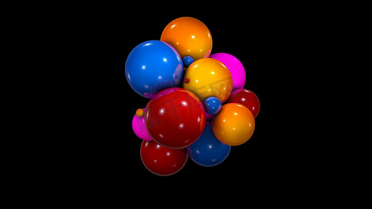 与混沌彩色球体的抽象背景