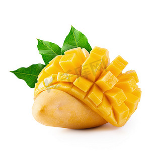 新鲜的芒果摄影照片_孤立在白色背景上的黄色芒果