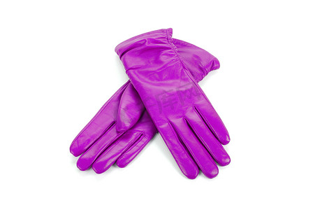 紫色女摄影照片_紫色女皮手套