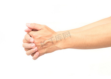 白色背景上的伸展运动手指和手