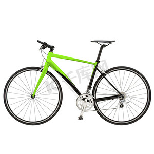 孤立的绿色自行车细节