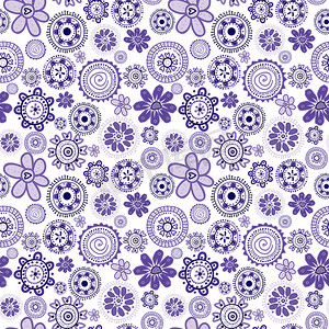 淡紫色无缝背景与程式化的花朵