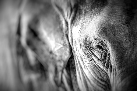 大象近距离观察皮肤纹理和斑点