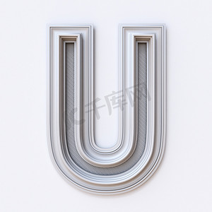 白色相框字体字母 U 3D