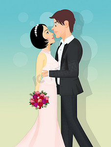婚姻邀请函摄影照片_幸福的配偶的插图