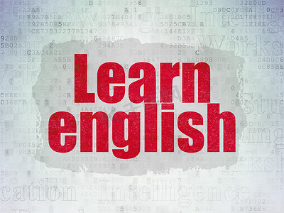 教育理念： 在数字数据纸背景上学习英语