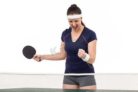 乒乓球运动员女摄影照片_女乒乓球运动员获胜后合影