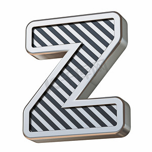 不锈钢和黑色条纹字体 Letter Z 3D