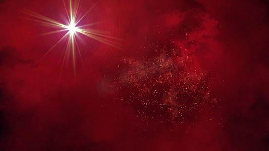 红色小星星摄影照片_红色空间活动与许多小星星，现代 3D 渲染抽象，计算机生成